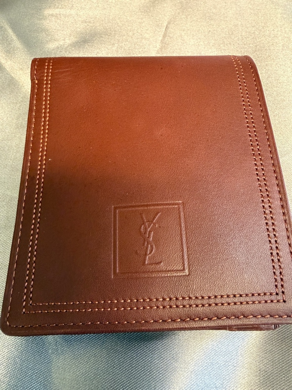 Yves Saint Laurent Tan Leather Bifold Wallet with Embossed YSL with COA